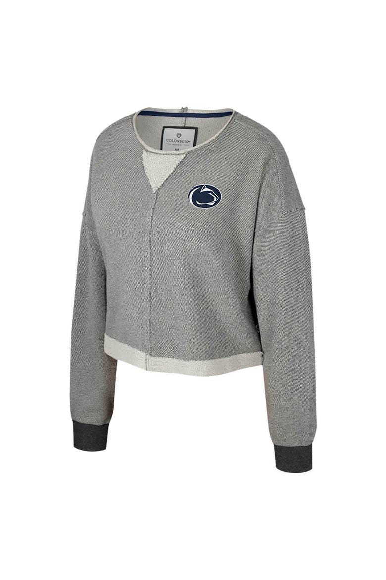Women's Colosseum Charcoal Penn State Nittany Lions Magnum Scoop Neck Cropped Pullover Sweatshirt, Alternate, color, Charcoal