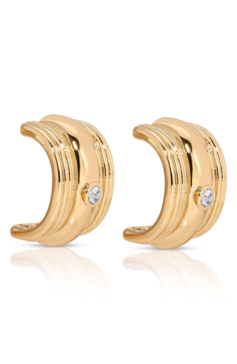 Ettika Textured Statement Hoop Earrings, Alternate, color, Gold
