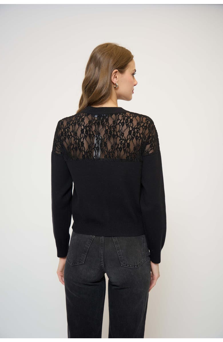 Central Park West Stella Lace X Knit Twofer Sweater, Alternate, color,