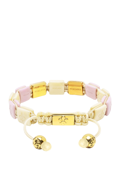 Ceramic Flatbead Bracelet With Cz