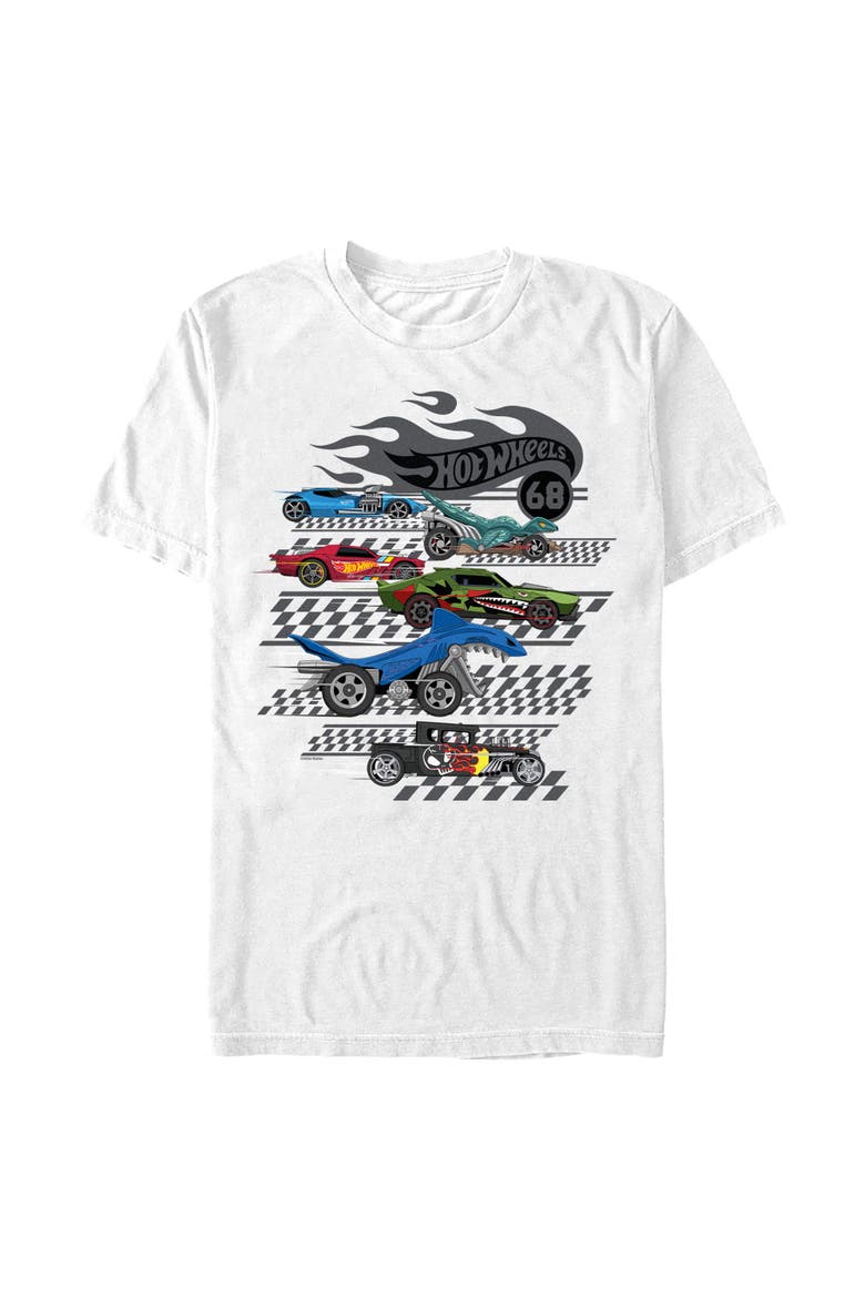 Mens Hot Wheels Racing Lineup T Shirt, Main, color, White