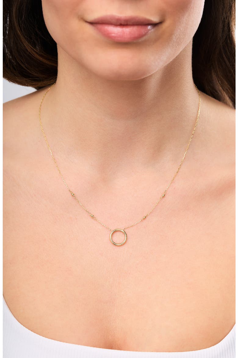 14K Gold Open Circle Pendant Necklace, Alternate, color, 14K YELLOW GOLD