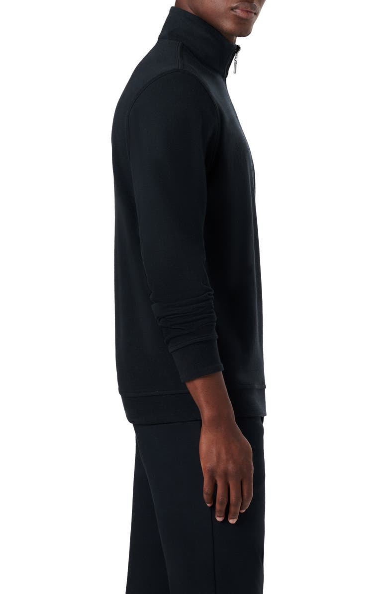 Bugatchi Reversible Knit Quarter Zip Pullover, Alternate, color, Caviar