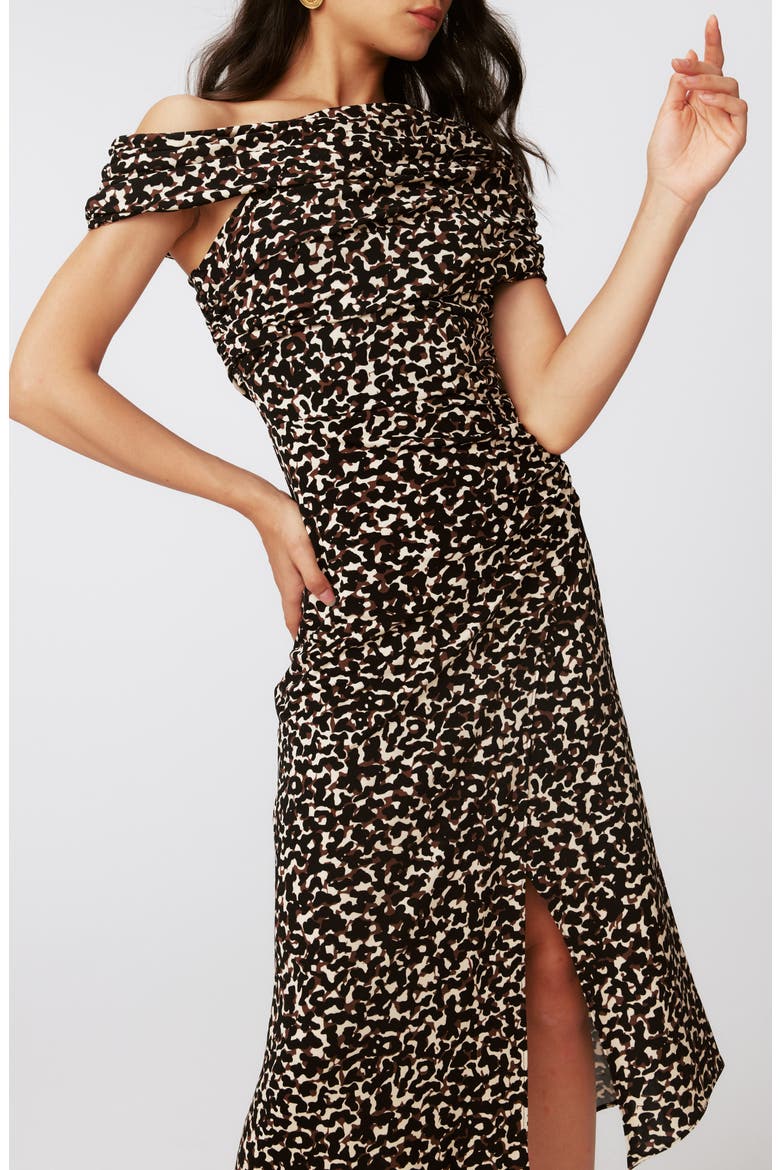 Agustin Metallic Abstract Leopard Print Midi Dress, Alternate, color, CAMO LEOPARD