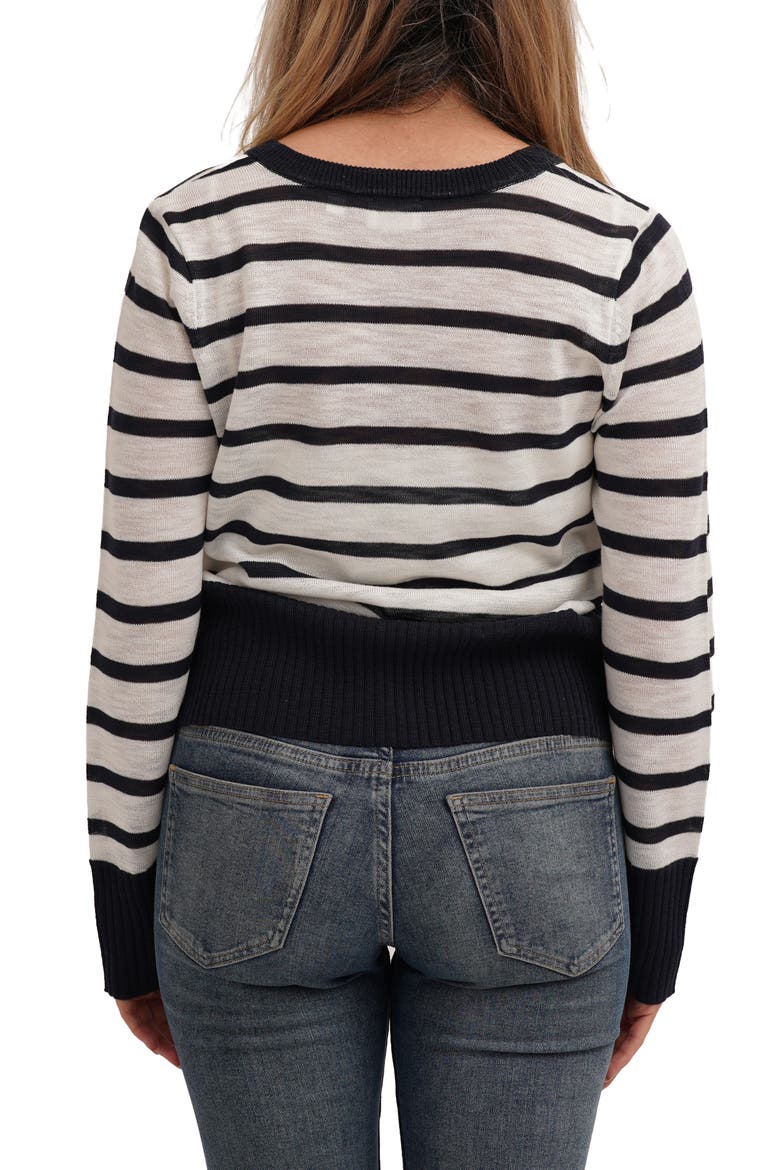 Stripe Contrast Cardigan, Alternate, color, ECLIPSE/ BONE