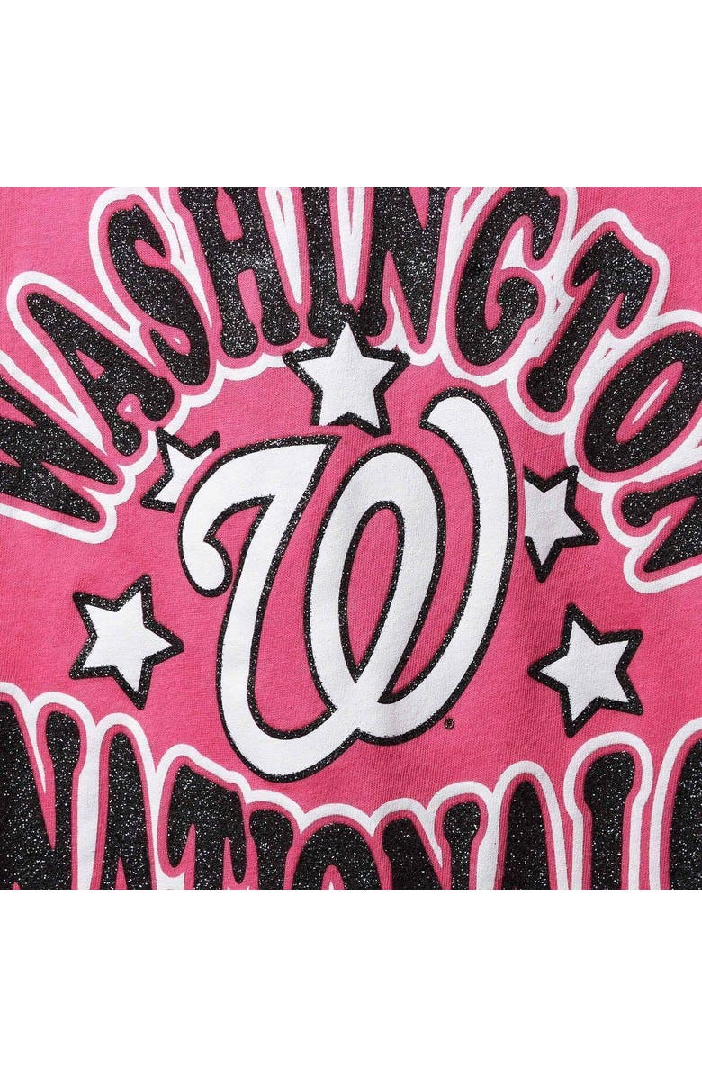 New Era Girl's Youth New Era Pink Washington Nationals Jersey Stars V-Neck T-Shirt, Alternate, color, Pink