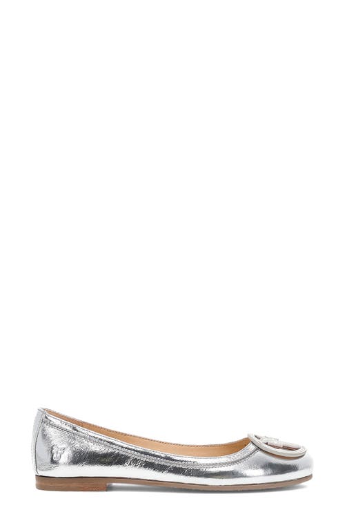Frye Carson Logo Ballet Flat In Silver