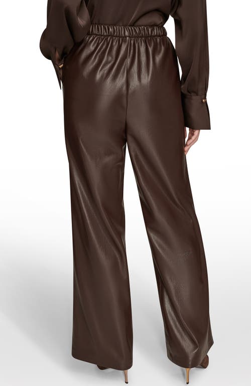 Donna Karan New York Pull On Faux Leather Pants In Brown