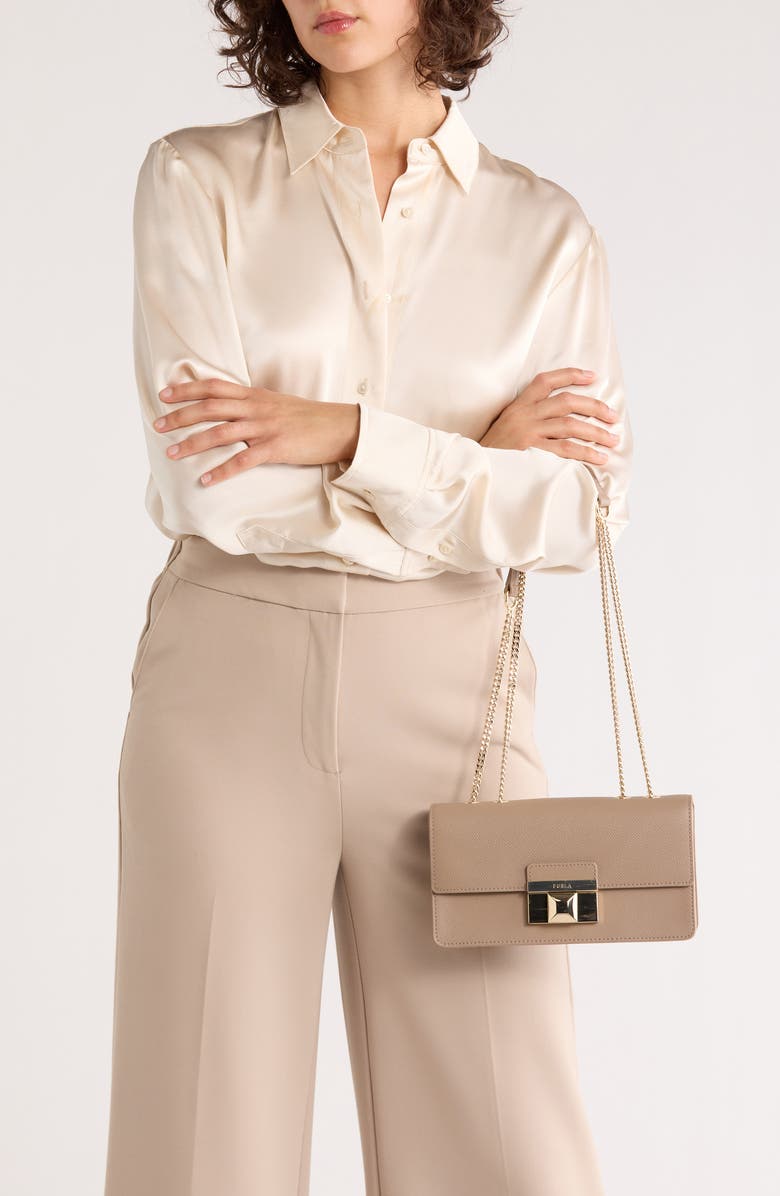 Furla Venere Convertible Leather Shoulder Bag, Alternate, color, Taupe