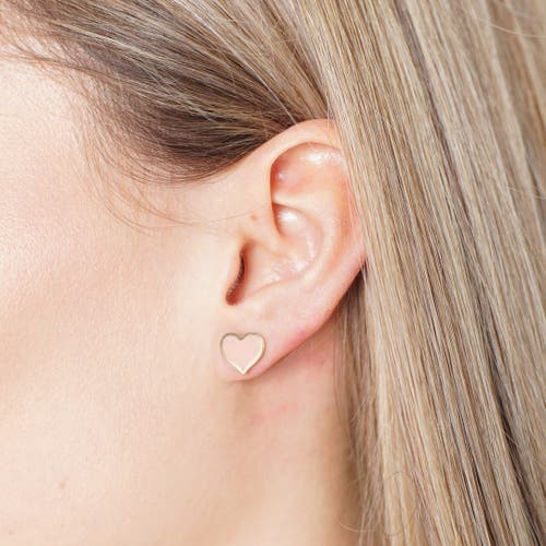 The Lovery Fine Jewelry Large Pink Pearl Heart Stud Earrings In Pink