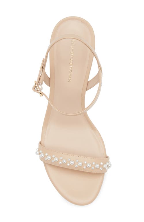 Stuart Weitzman Dancer Faux Pearl Sandal In Golden Beige