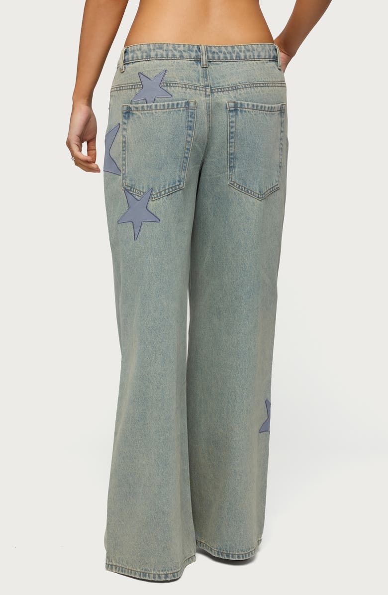 EDIKTED Trish Stars Low Rise Wide Leg Jeans, Alternate, color, Blue-Washed
