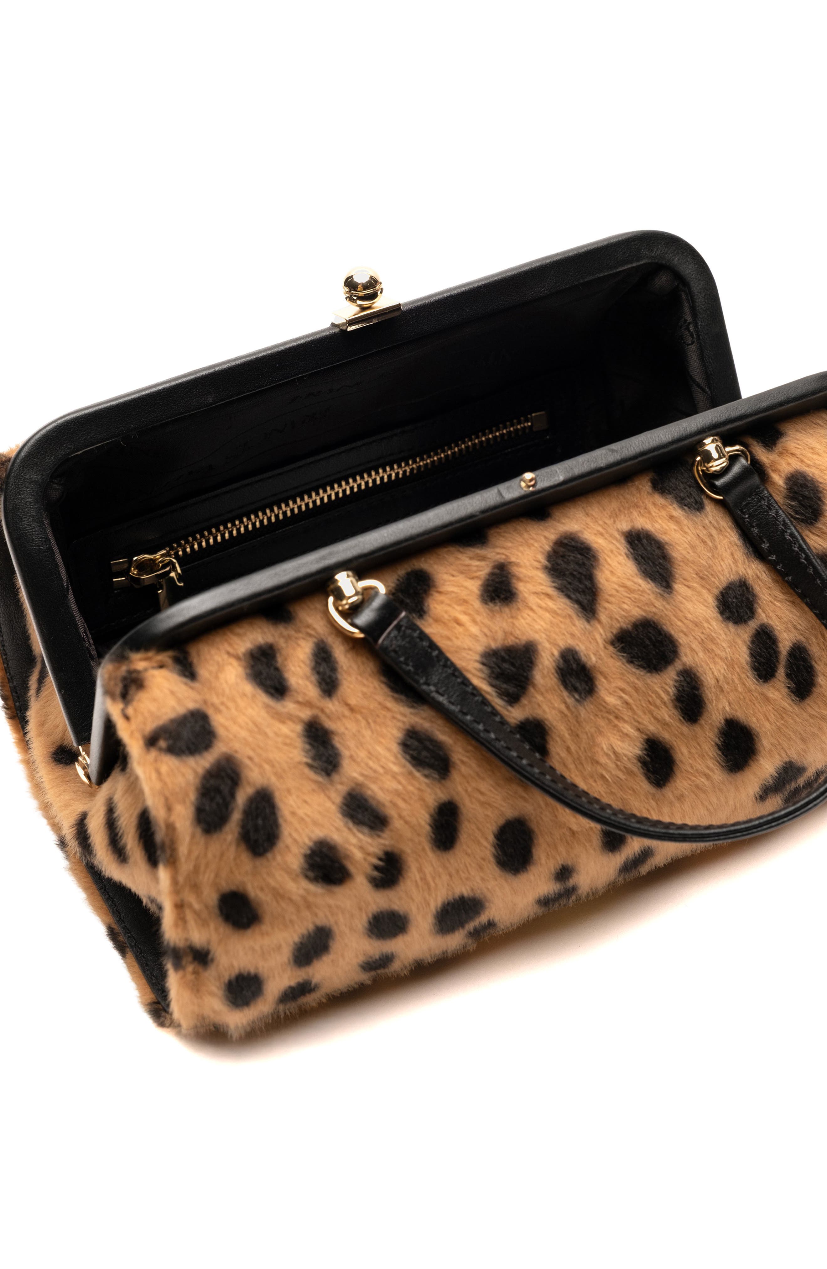 Frances Valentine Petit Michelle Cheetah Print Faux Fur Satchel, Main, color, 