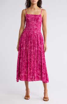 Lush Smocked Drop Waist Maxi Dress