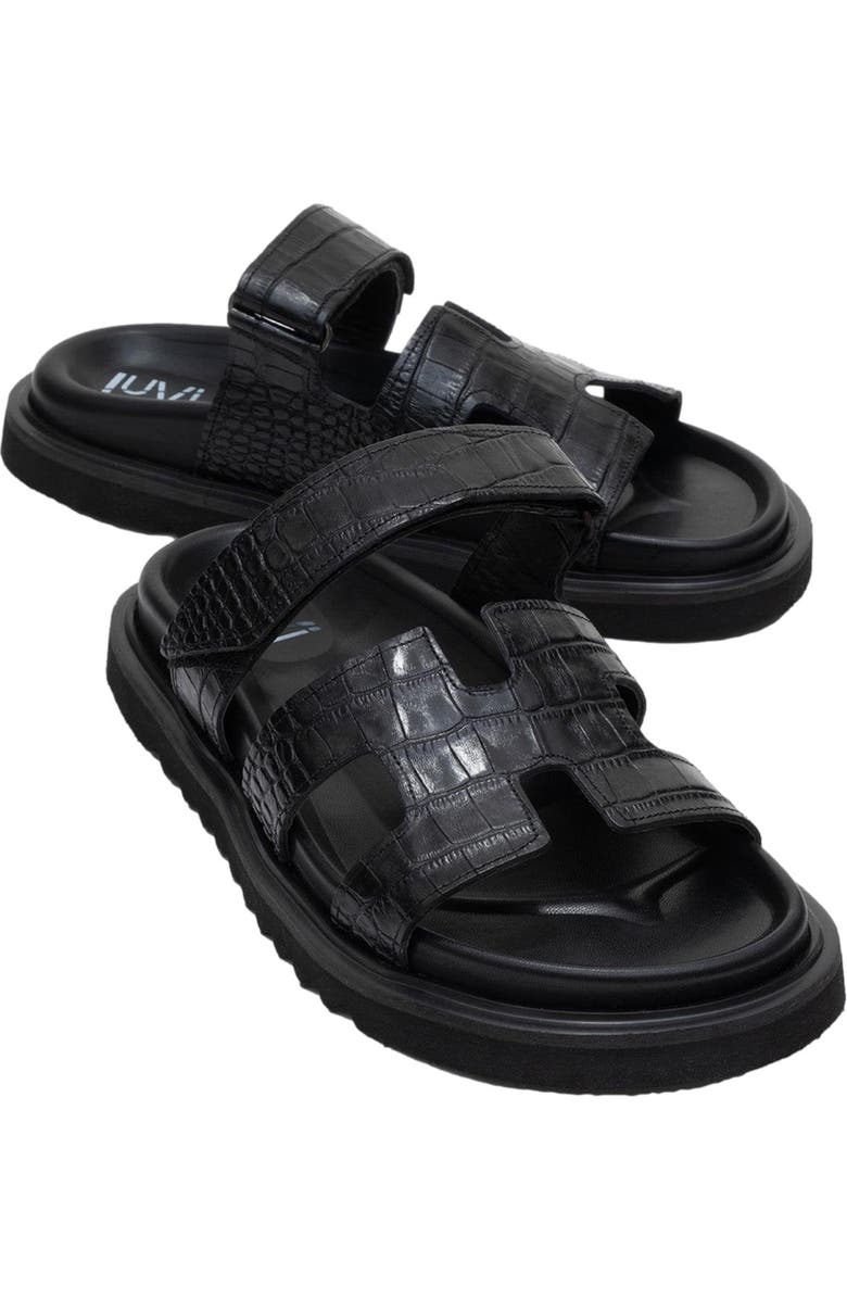 Forever & Always Shoes Loana Leather Slide Sandal, Main, color, Black Leather