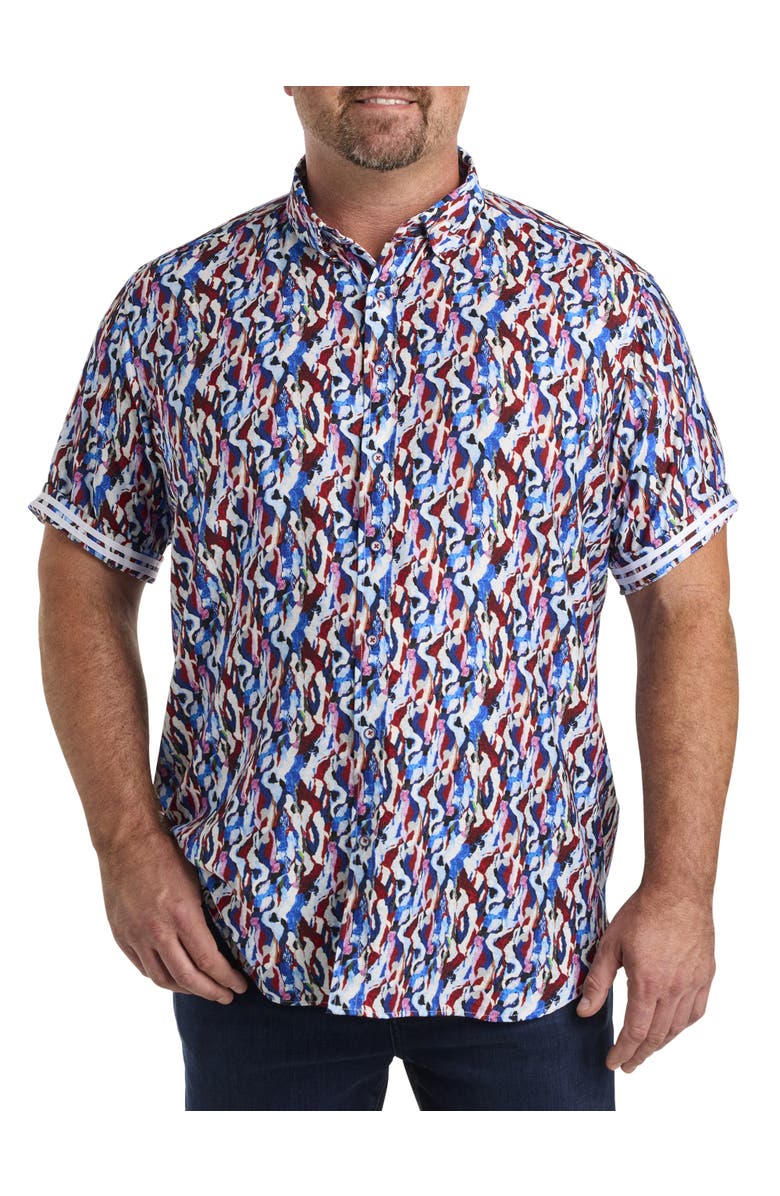 Robert Graham Big & Tall Crue Sport Shirt, Main, color, Blue