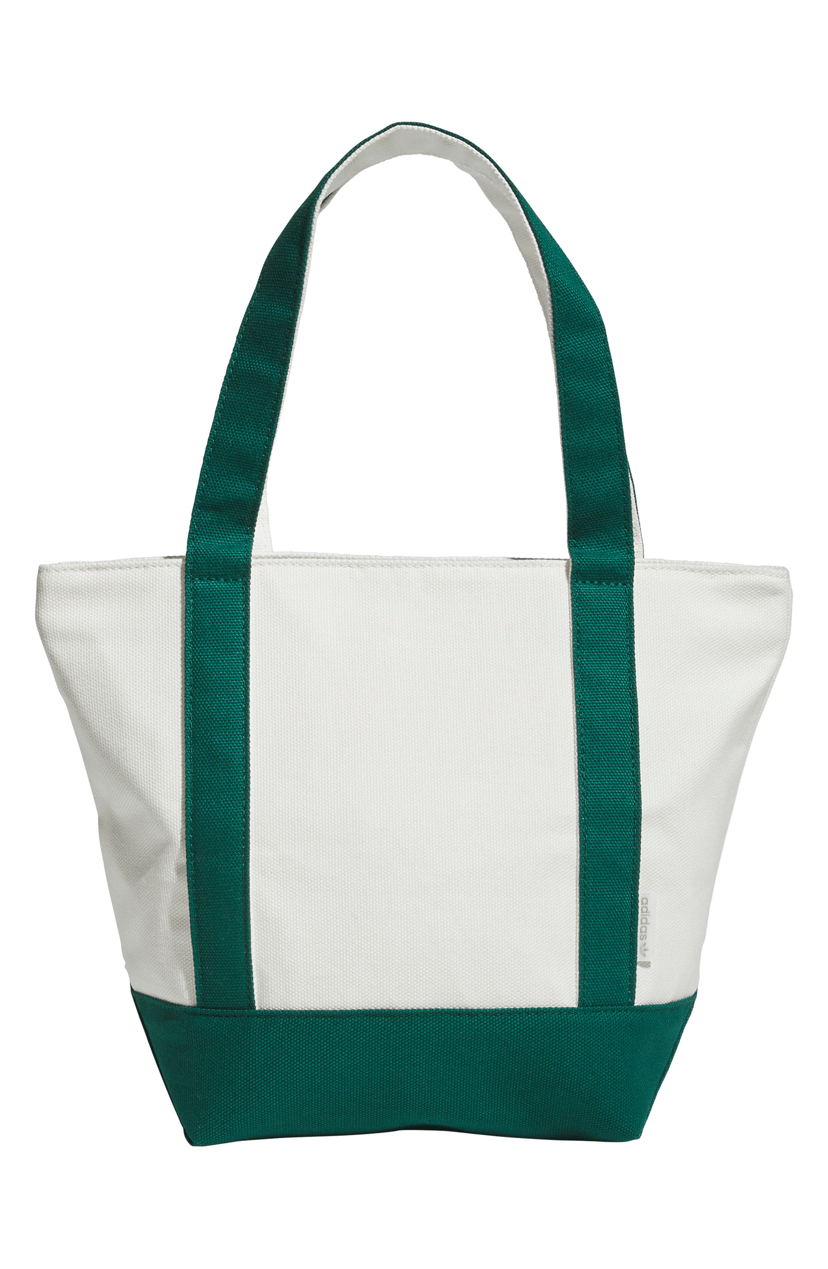 Mini Trefoil Canvas Court Tote, Alternate, color, OFF WHITE/ COLLEGIATE GREEN