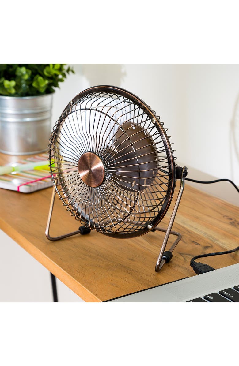 HONEY-CAN-DO Bronze USB Powered Desk Fan, Alternate, color, 