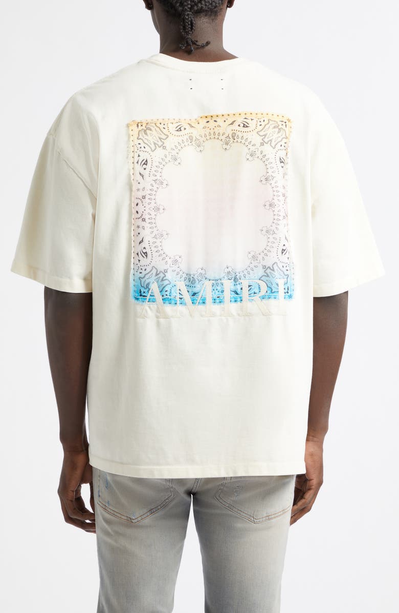 AMIRI Oversize Gradient MA Bandana Patch Appliqué Skate T-Shirt, Alternate, color, Ivory