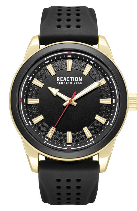 Perforated Silicone Strap Watch, 48mm