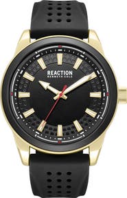 Kenneth Cole Reaction Perforated Silicone Strap Watch, 48mm