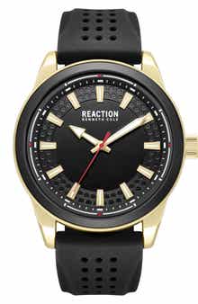 Kenneth Cole Reaction Perforated Silicone Strap Watch, 48mm