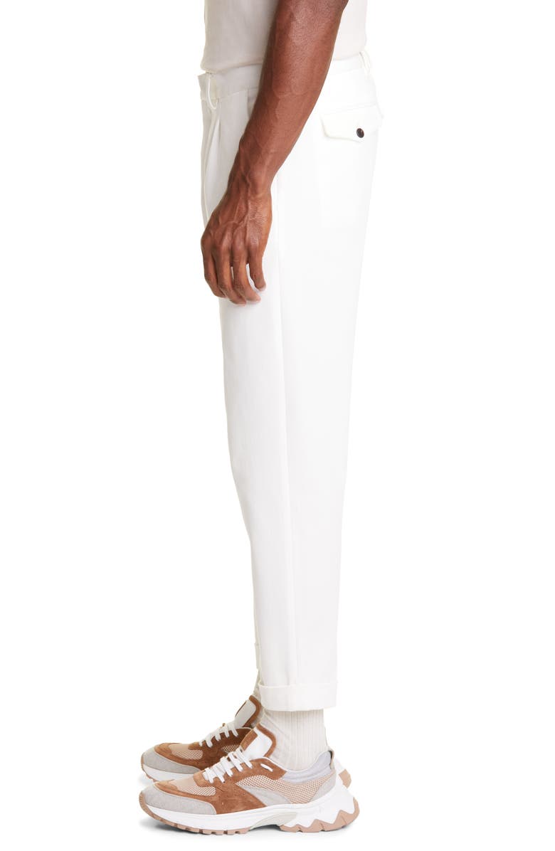 Eleventy Pleated Stretch Cotton Gabardine Pants, Alternate, color, 