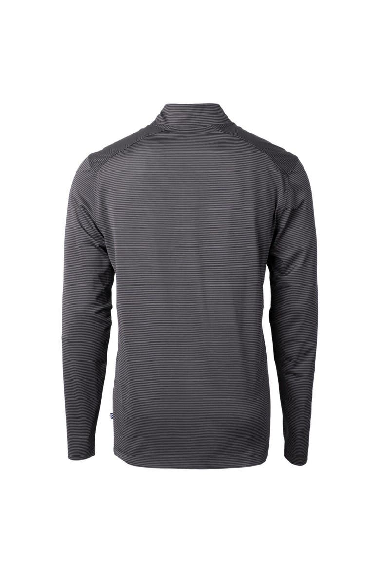 Men's Cutter & Buck Black/Gray Dayton Dragons Virtue Eco Pique Micro Stripe Recycled Quarter-Zip Pullover Top, Alternate, color, Black