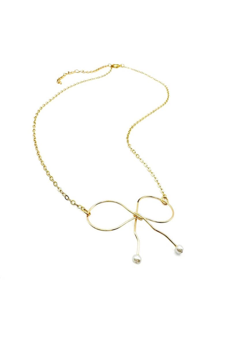 With A Bow Necklace, Alternate, color, Gold