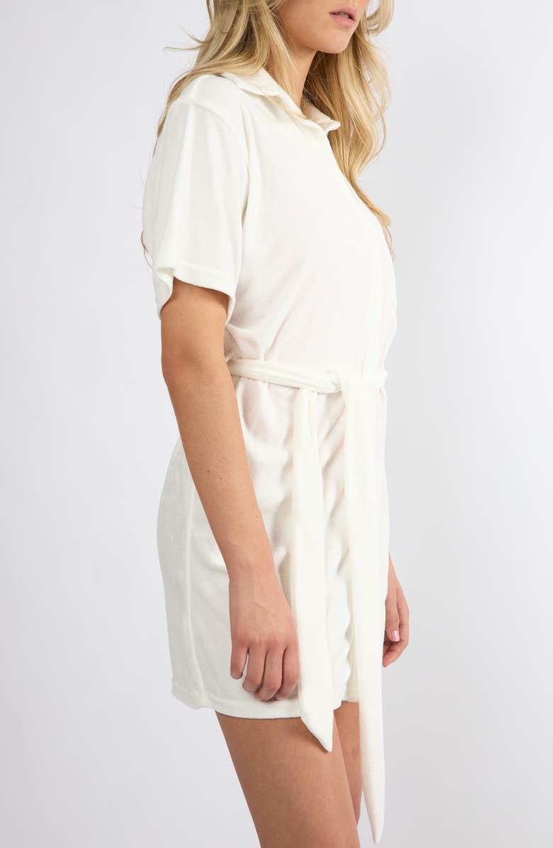 Viens Avec Moi The Coastal Terry Cloth Cover-Up Shirtdress, Alternate, color, White
