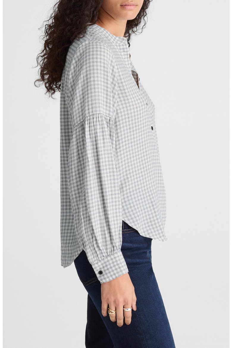 Band Collar Flannel Button-Up Shirt, Alternate, color, WINTER WHITE