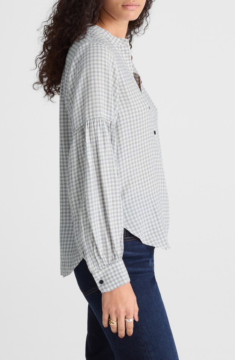 Madewell Band Collar Flannel Button-Up Shirt, Alternate, color, Winter White