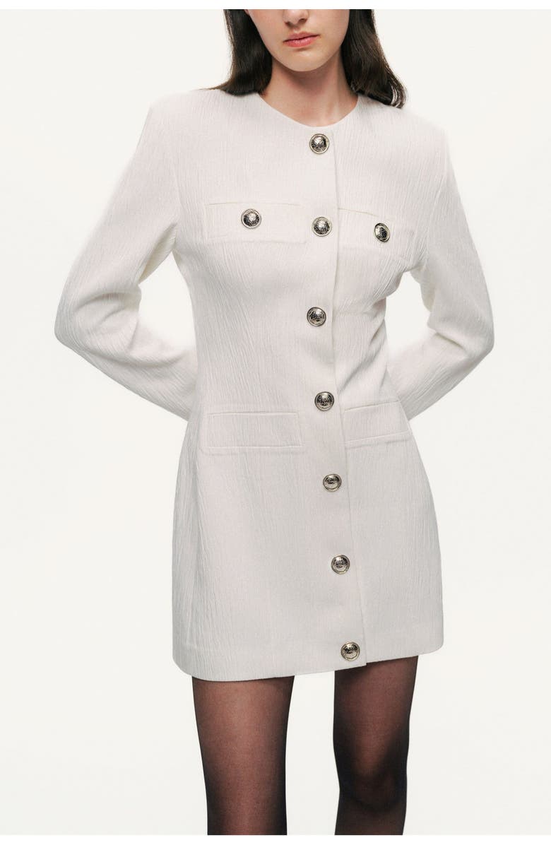 Nocturne Padded Shoulder Mini Dress, Alternate, color, Ivory