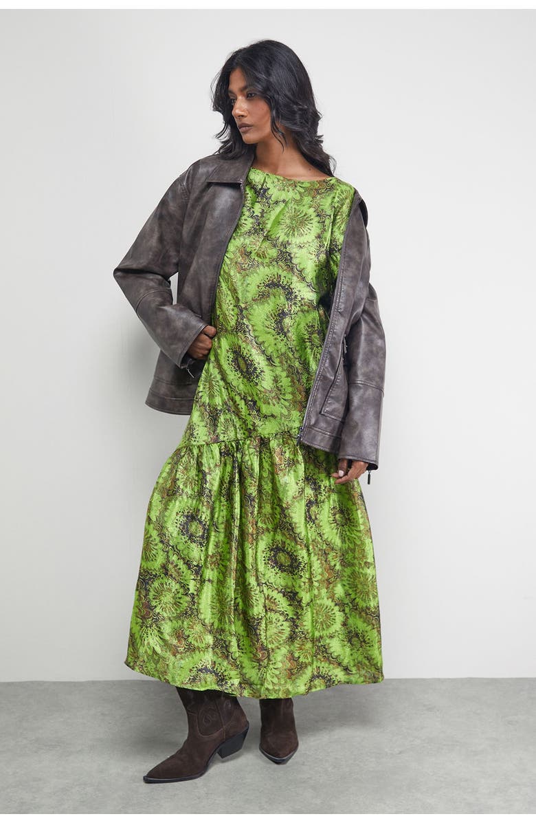 Warehouse Asymmetric Seam Volume Sleeve Midi Dress, Main, color, Floral