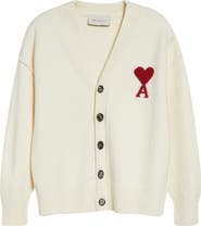 AMI PARIS Ami de Coeur Intarsia Wool Cardigan