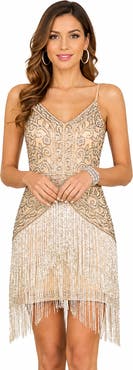 LARA New York Beaded Faux-Wrap V-Neck Bridal Gown