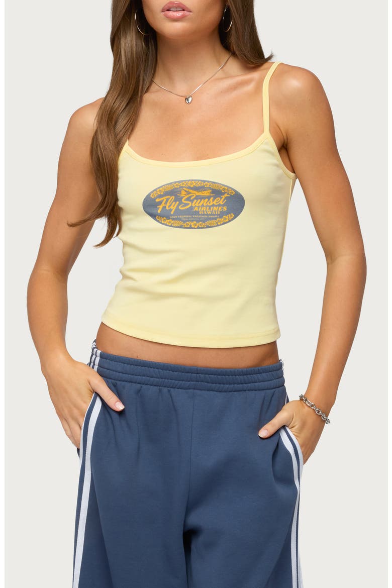 Hawaii Airlines Stretch Cotton Tank, Main, color, YELLOW