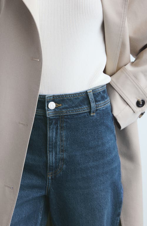 Mango Catherin Frayed High Waist Wide Leg Culotte Jeans In Multi