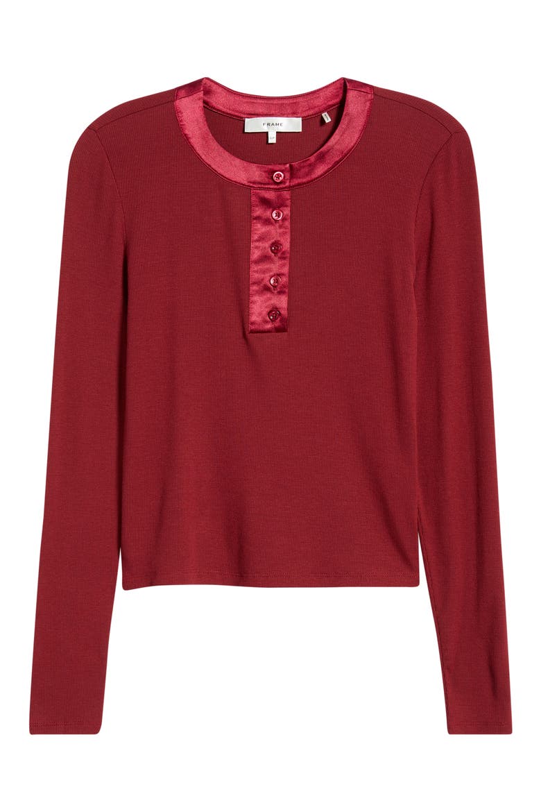 The Satin Trim Rib Henley, Alternate, color, BURGUNDY