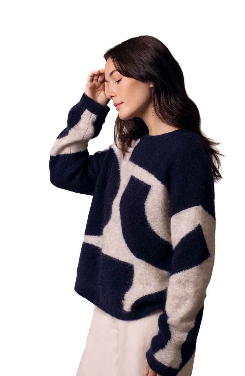 Celtic & Co. Abstract Geo Sweater, Alternate, color, Navy / Oatmeal