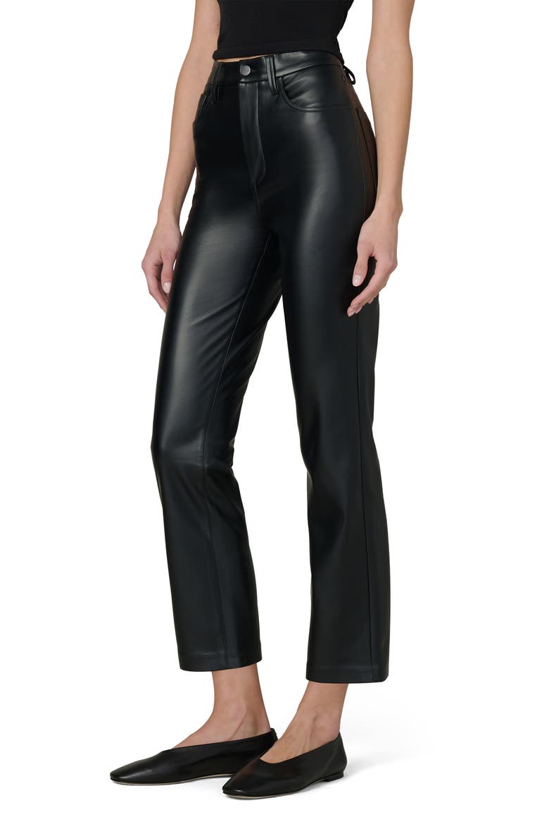Lyra Slim Ankle Faux Leather Pants, Alternate, color, BLACK