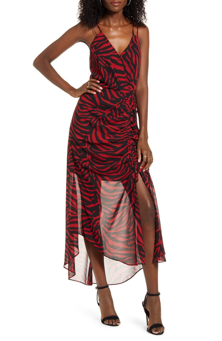 WAYF Krista Zebra Print Open Back Camisole Dress, Main, color, 