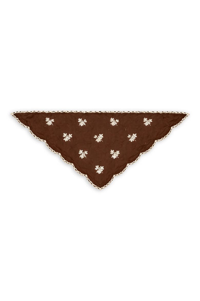 Floral Embroidered Traingle Bandana, Main, color, BROWN