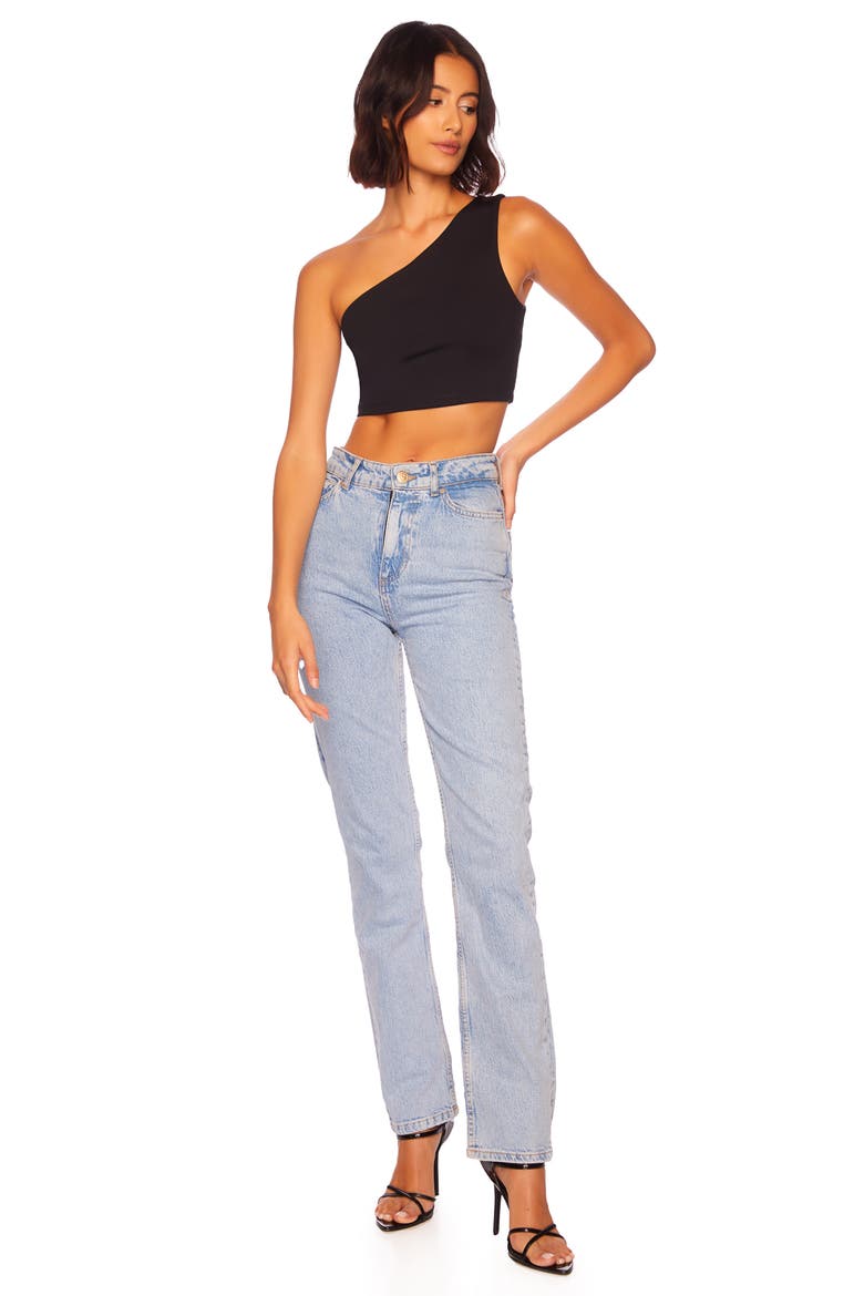 One-Shoulder Crop Top, Alternate, color, BLACK