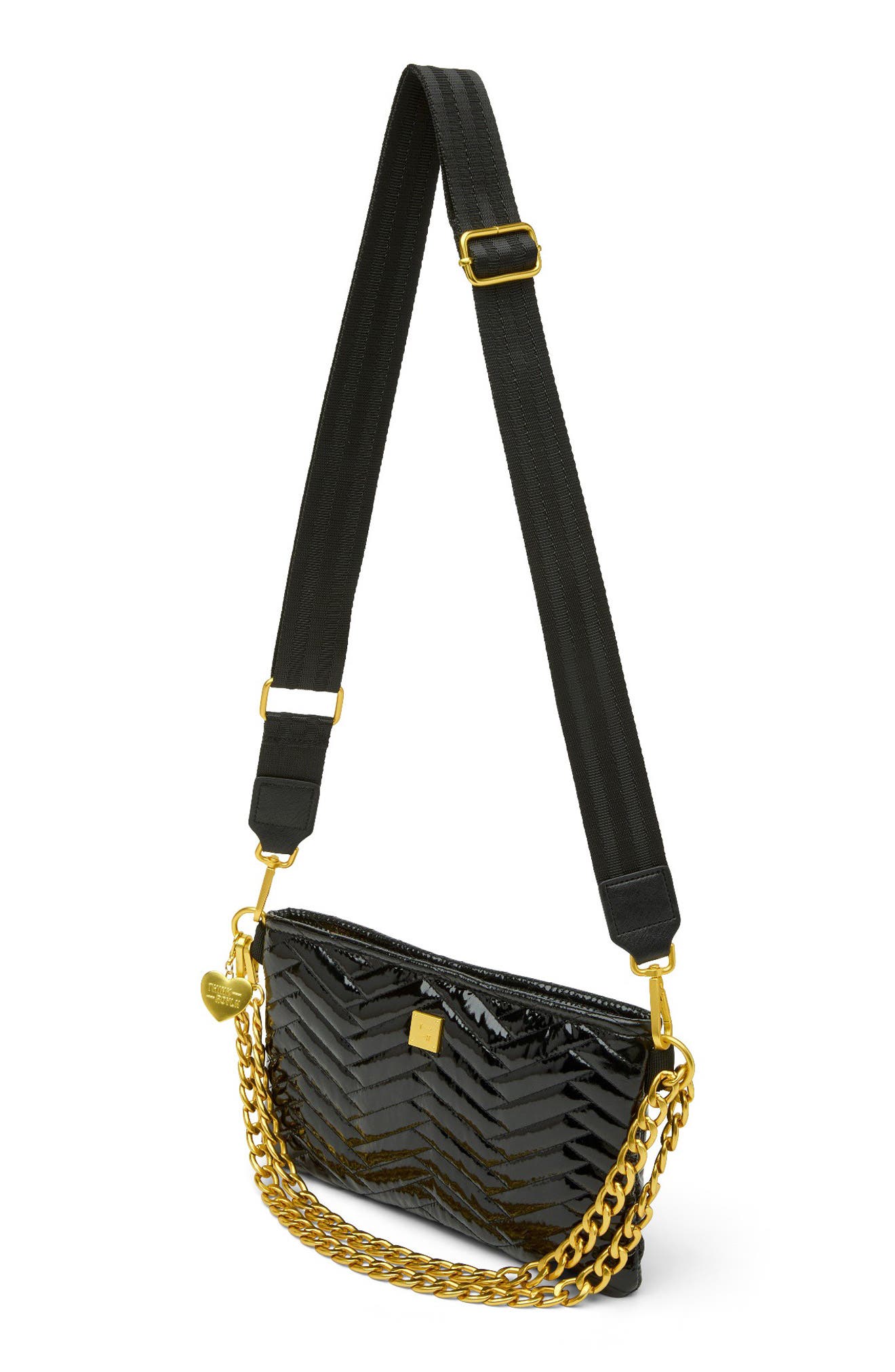 THINK ROYLN Almost Famous Quilted Crossbody Bag, Alternate, color, Black Patent