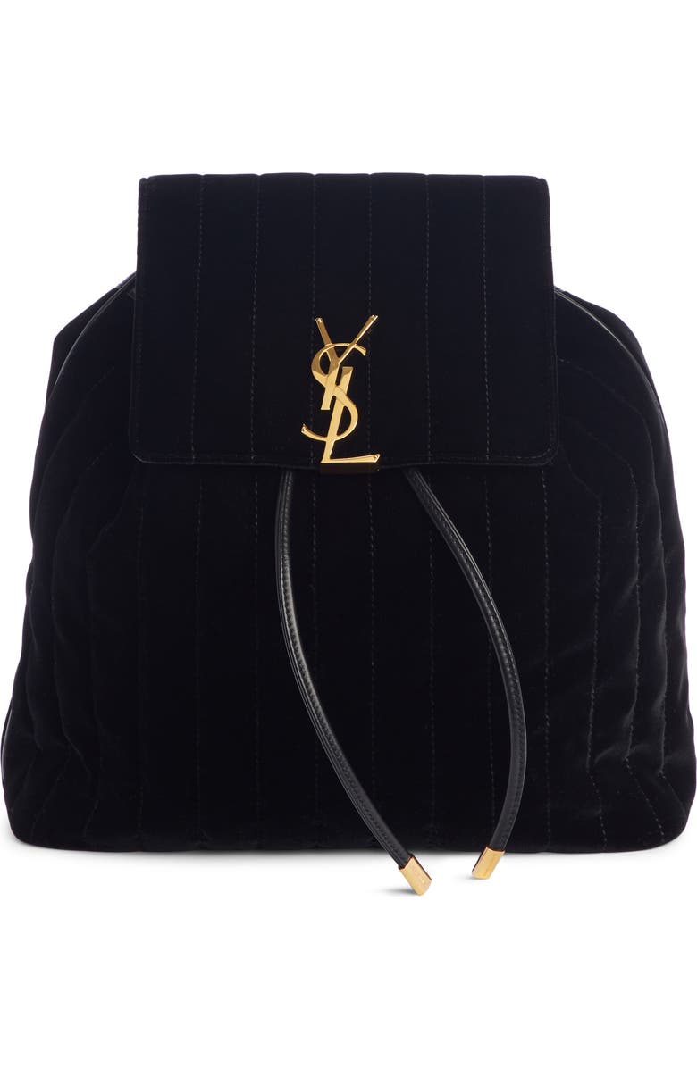 Saint Laurent Vicky Quilted Velvet Backpack, Main, color,