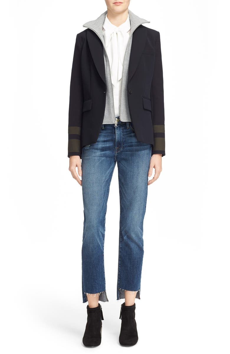 FRAME 'Le Bowtie' Removable Tie Cotton Poplin Blouse, Alternate, color, 