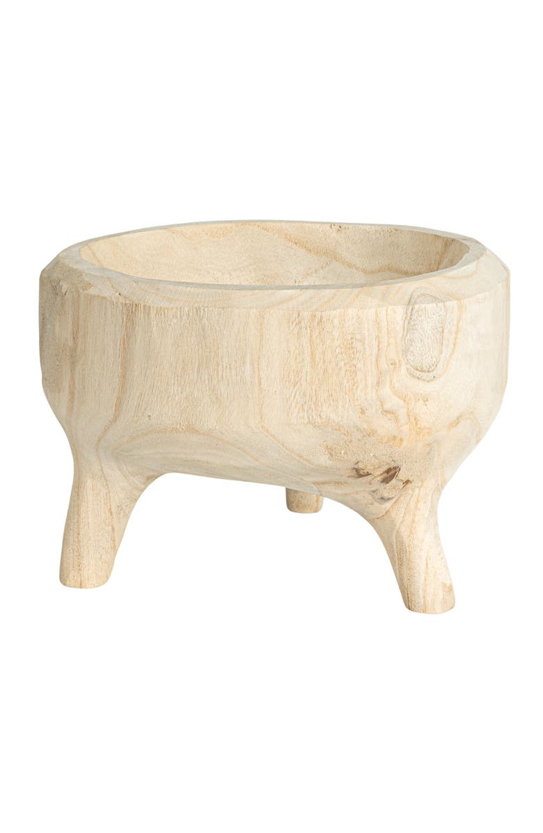 Storied Home Rustic Paulownia Footed Wood Bowl , Natural, Main, color, Natural