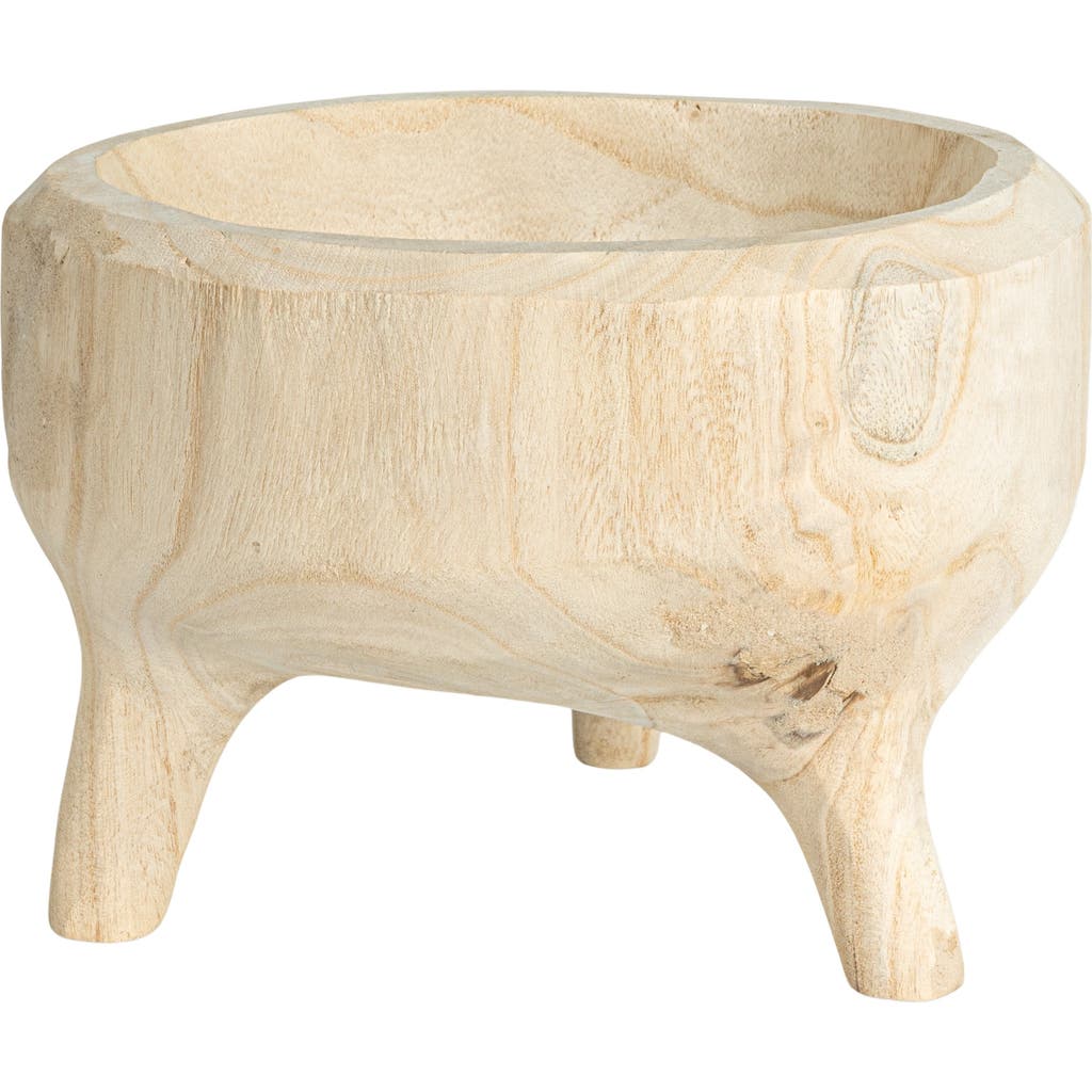 Storied Home Rustic Paulownia Footed Wood Bowl , Natural In Brown