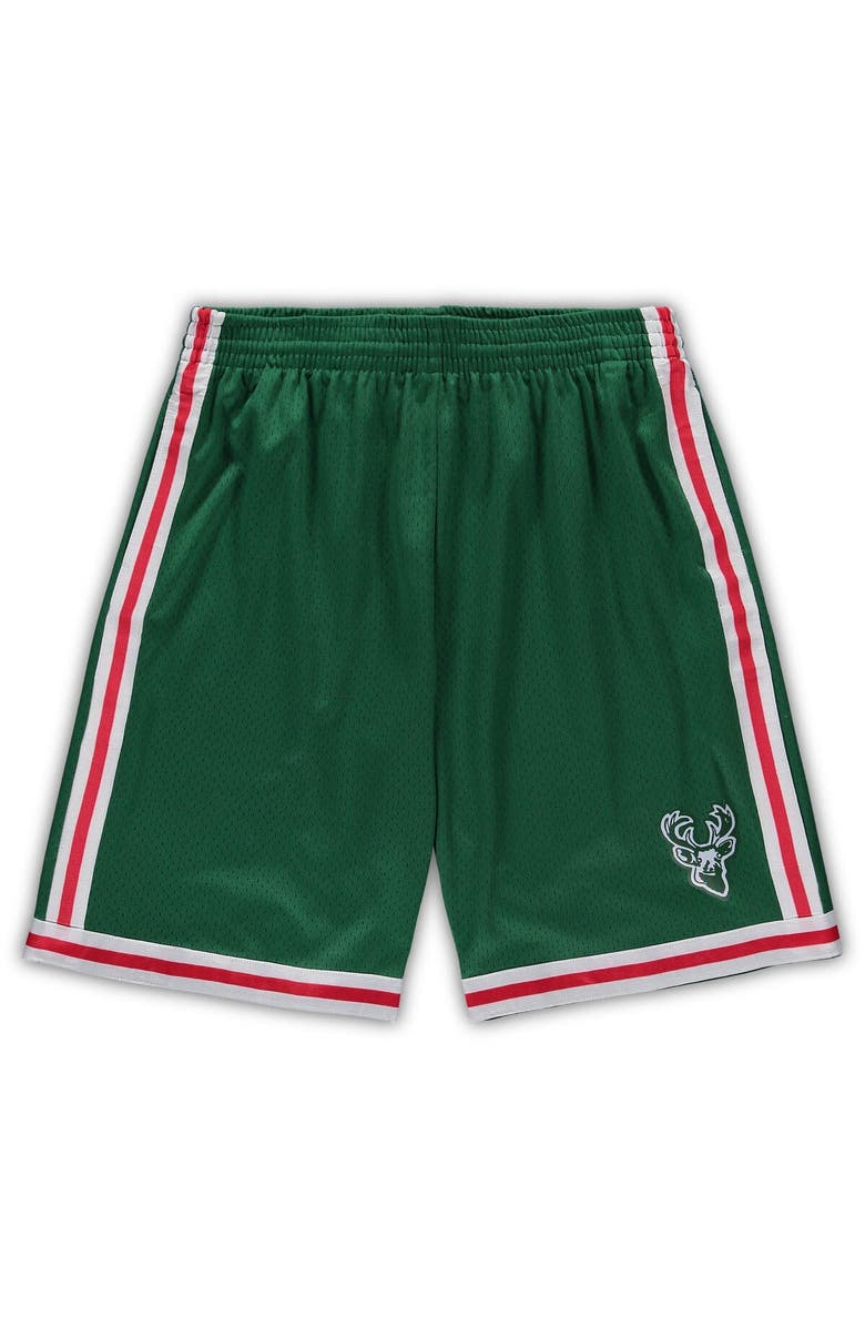 Mitchell & Ness Men's Mitchell & Ness Green Milwaukee Bucks Big & Tall Hardwood Classics Team Swingman Shorts, Alternate, color, Green